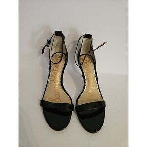 Sam Edelman Black Patent Ankle Strap Heels Womens Size 8M Heel Sandals Shoe work